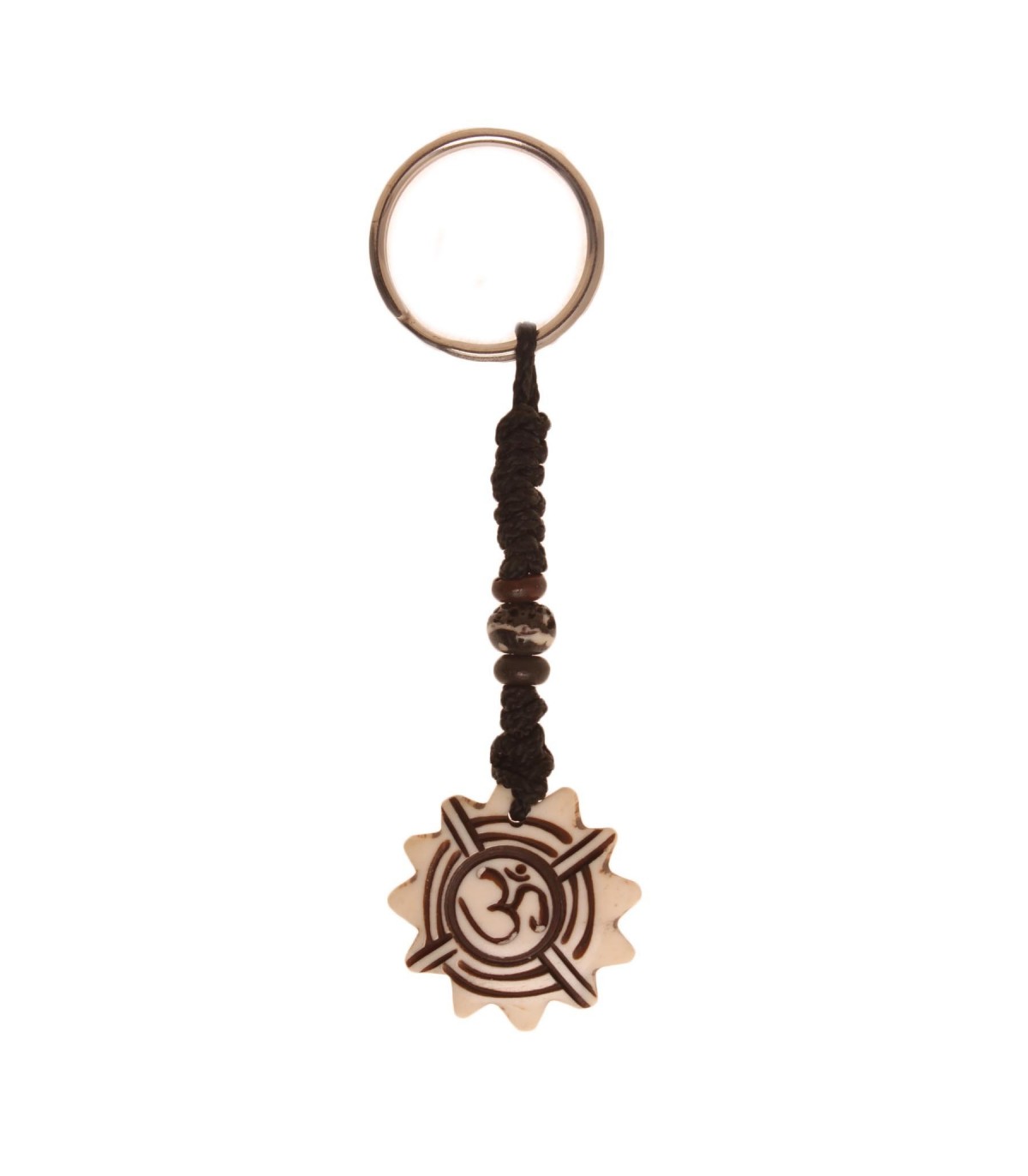 Round Scalloped Om Key Ring 