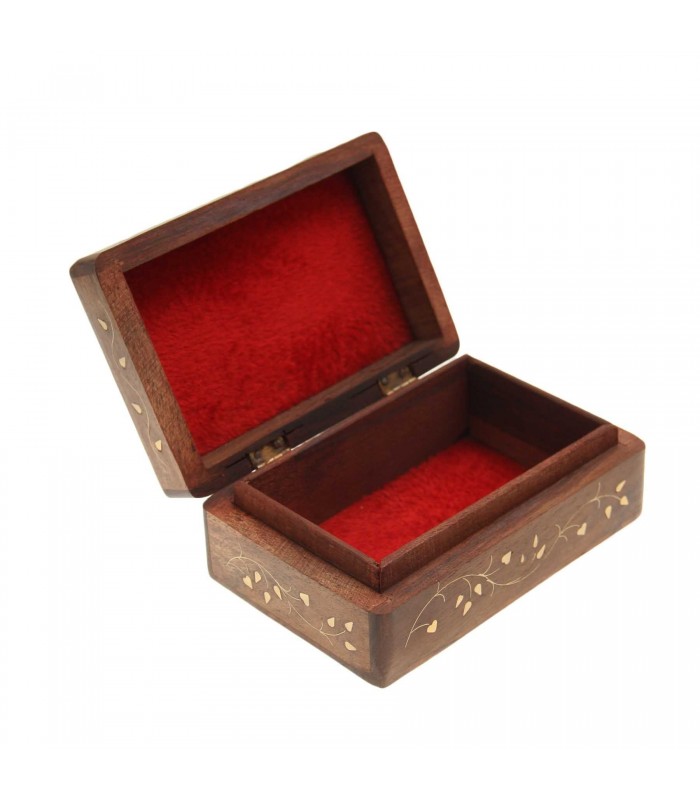 Small Wooden Jewelry Box - Indian Handmade Box With Brass Wire